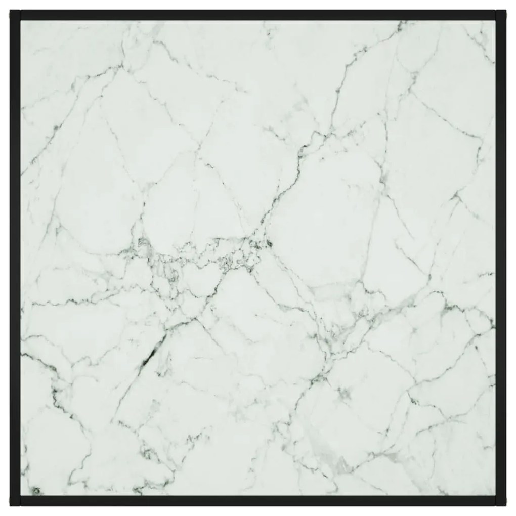 Mesa de centro 90x90x50 cm preto com vidro marmorizado branco