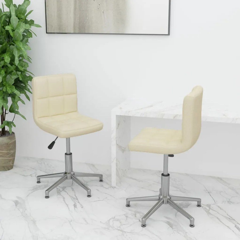vidaXL Cadeiras de jantar giratórias 2 pcs couro artificial cor creme