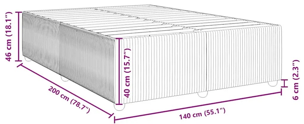 Cama sem colchão 140x200 cm tecido castanho-acinzentado