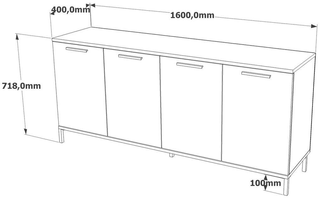 Console RL4 – Atlantic Pine Anthracite – 160 cm x 71,8 cm x 40 cm