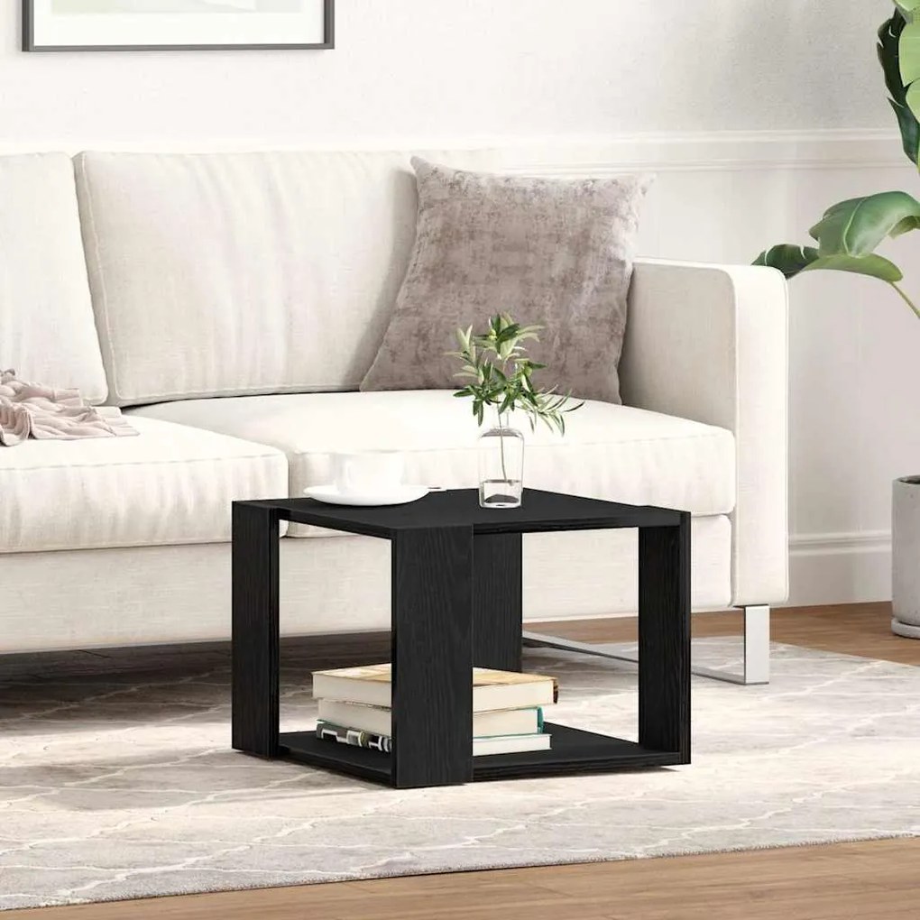 Mesa de Centro de madeira de engenheiro preto 40x40x30 cm