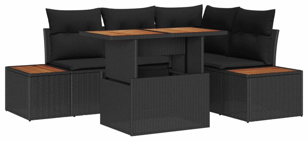 vidaXL Conjunto de Jantar para Jardim 5 pcs Preto e Marrom