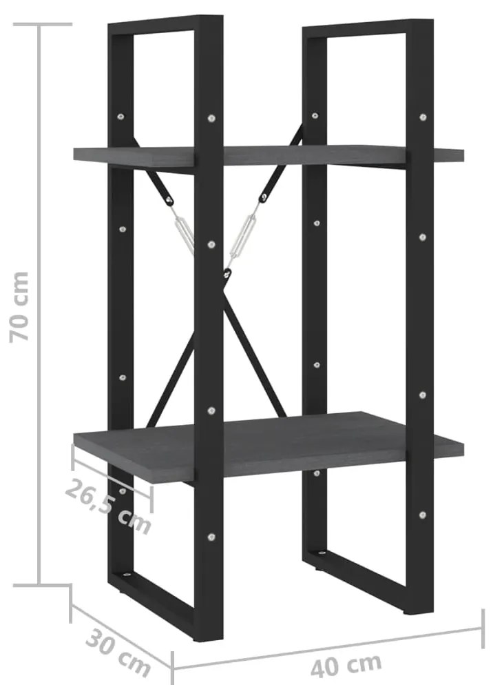 Estante com 2 prateleiras 40x30x70 cm pinho maciço cinzento