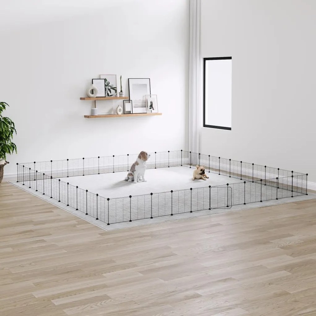 vidaXL Gaiola p/ animais de 44 painéis c/ porta 35x35 cm aço preto