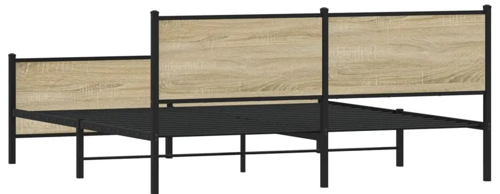 Estrutura de cama sem colchão 193x203cm metal carvalho sonoma