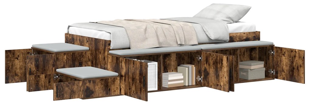 Cama com Armazenamento Carvalho Fumado 90x200 cm