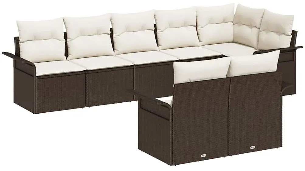 Conjunto de Sofá de Jardim vidaXL de 8 peças com Almofadas de Rattan P