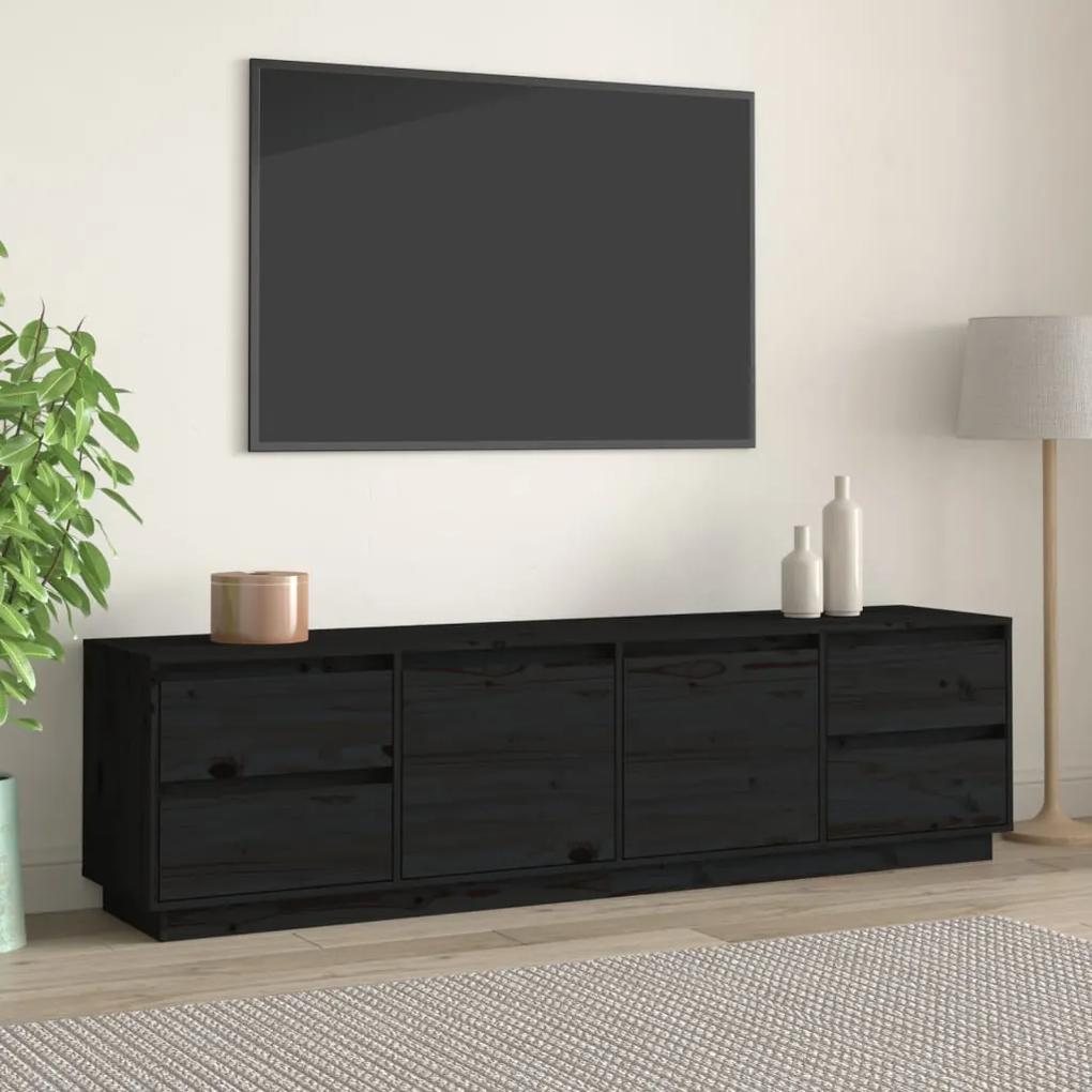Móvel de TV 176x37x47,5 cm madeira de pinho maciça preto