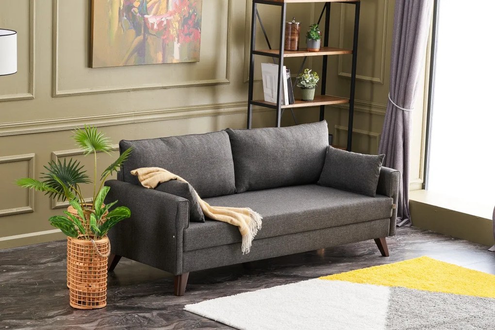 Sofá-Cama de 3 Lugares Bella – Antracite – 208 x 85 x 81 cm