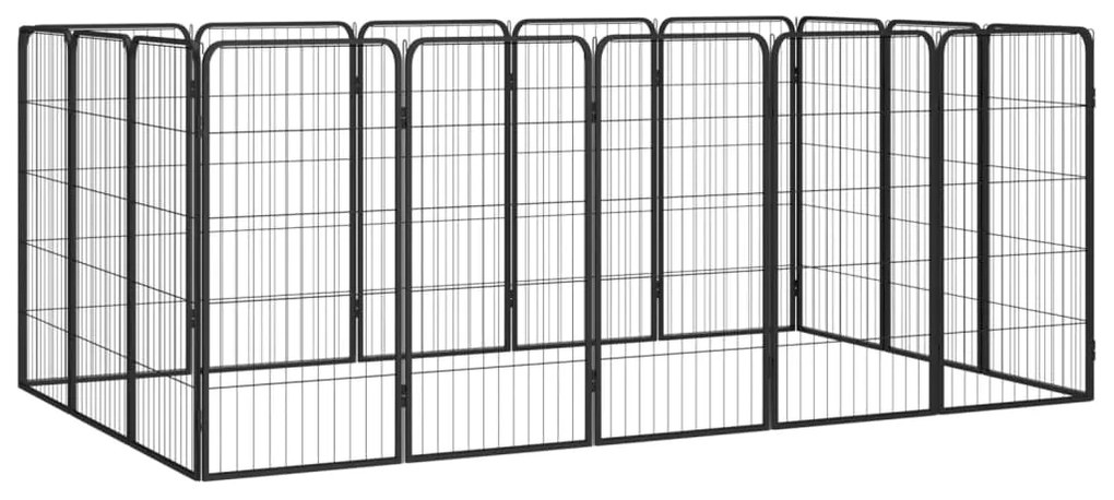 vidaXL Parque p/ cães c/ 16 painéis 50x100 cm aço revestido a pó preto