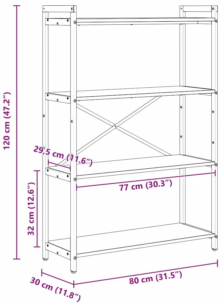 Estante Madeira antiga 80 x 30 x 118 cm Aglomerado