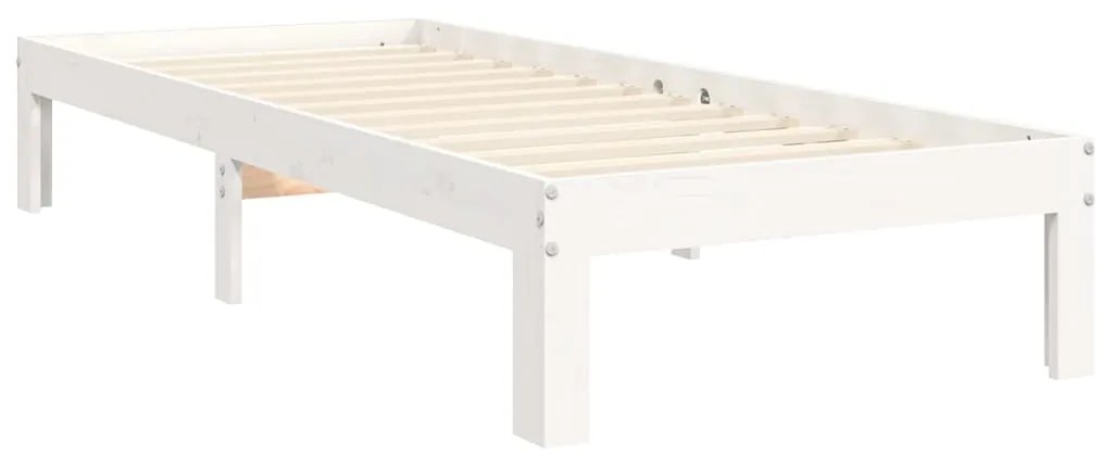 Estrutura cama de solteiro c/ cabeceira madeira maciça branco