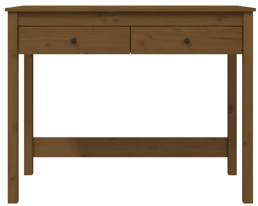 Secretária com gavetas 100x50x78 cm pinho maciço castanho-mel