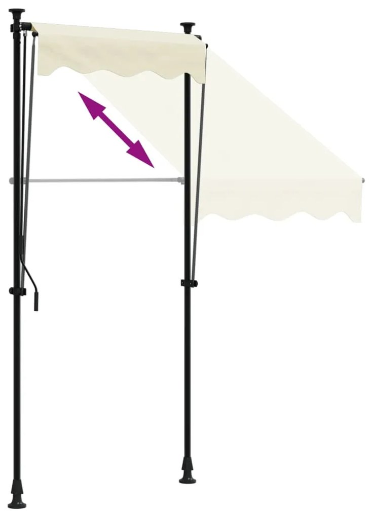 Toldo retrátil 100x150 cm tecido e aço cor creme