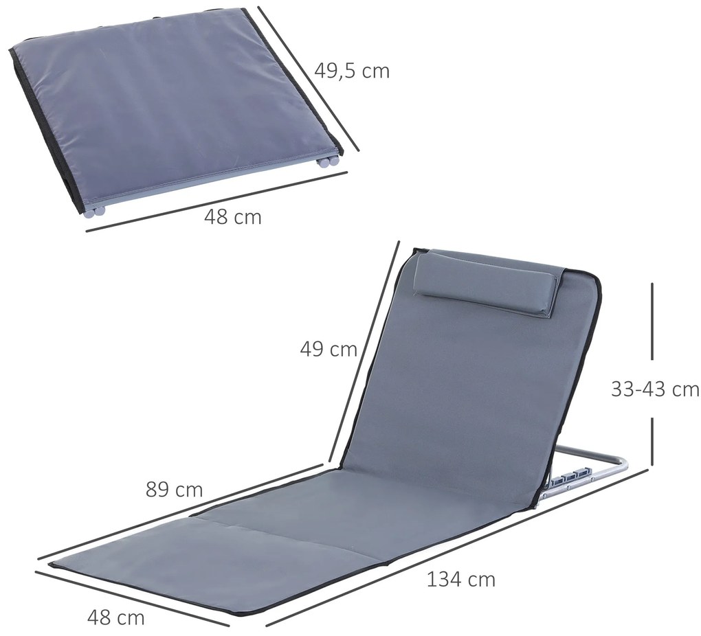 Conjunto de 2 esteiras de praia com encosto reclinável em 5 níveis, bo