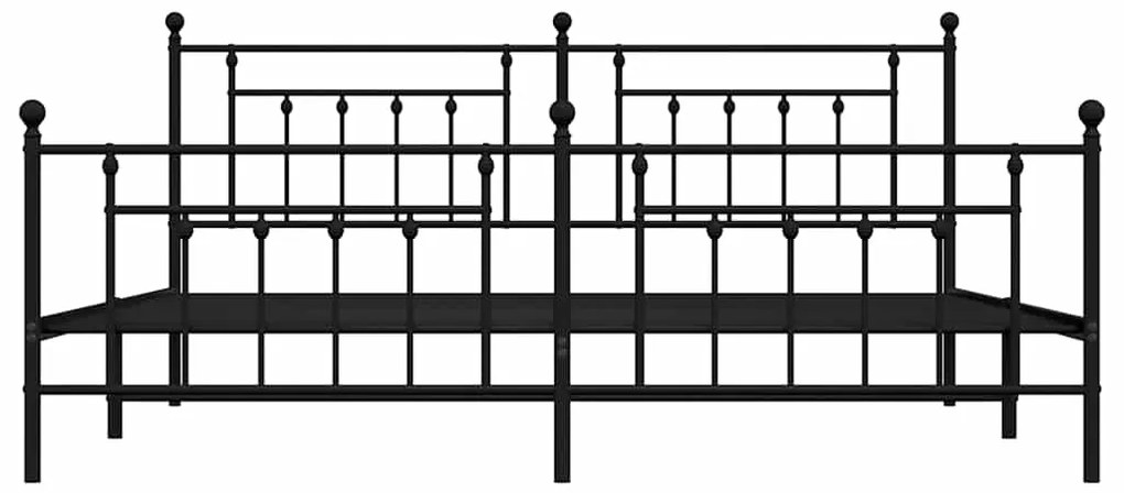 Estrutura de cama com cabeceira e pés 193x203 cm metal preto