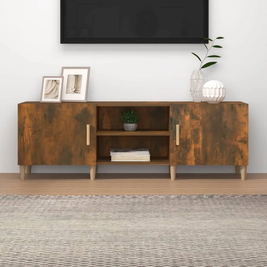 vidaXL Móvel p/ TV 150x30x50 cm madeira processada cor carvalho fumado