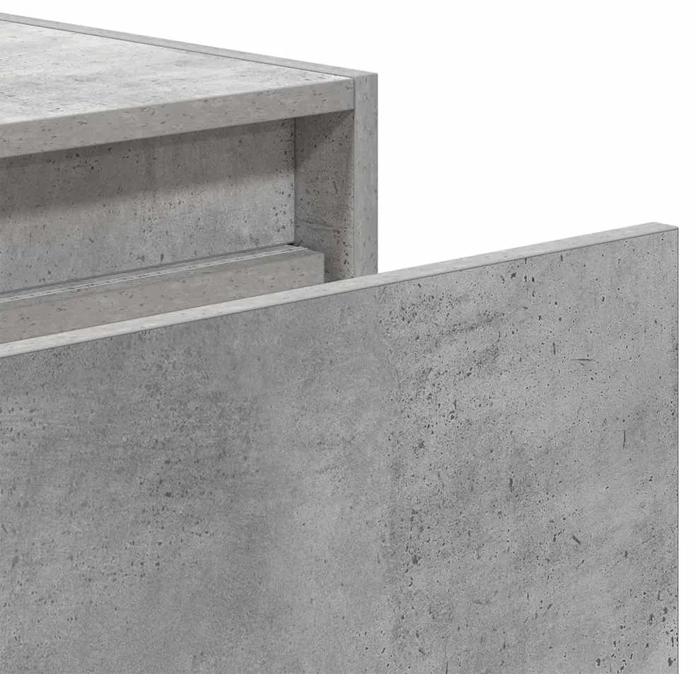 Mesa de cabeceira de parede com luzes LED cinzento cimento