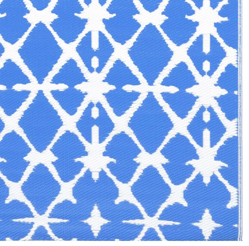 Tapete de exterior 80x150 cm ARAKIL PP azul e branco