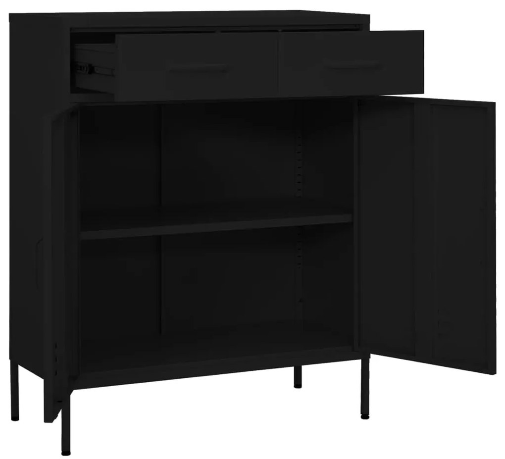 Armário de arrumação aço 80x35x101,5 cm preto