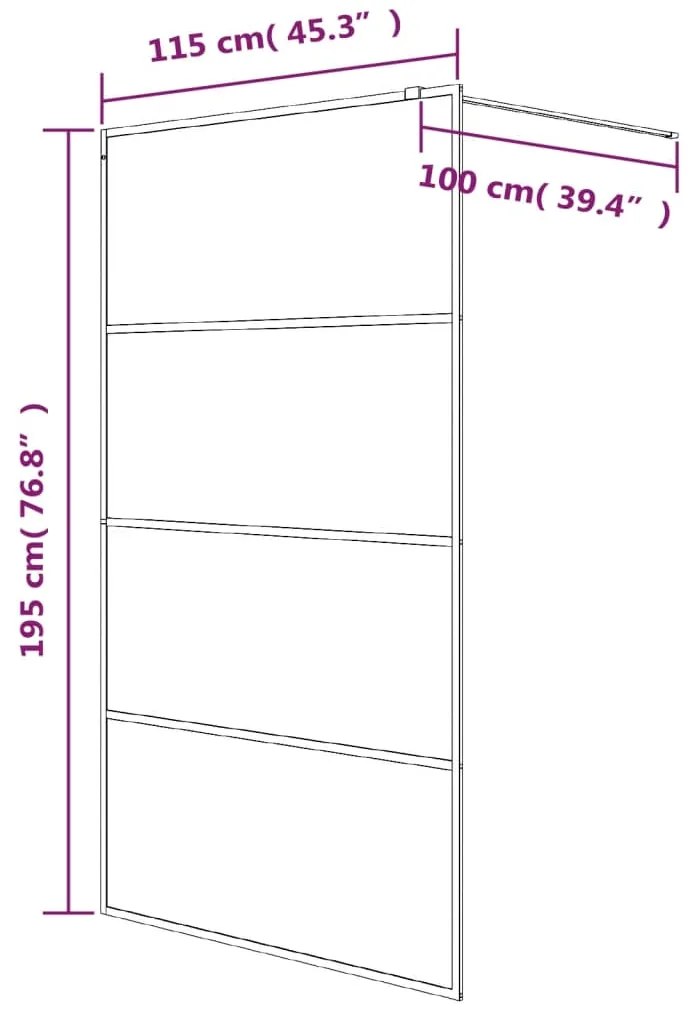 Divisória de chuveiro 115x195 cm vidro transparente ESG branco