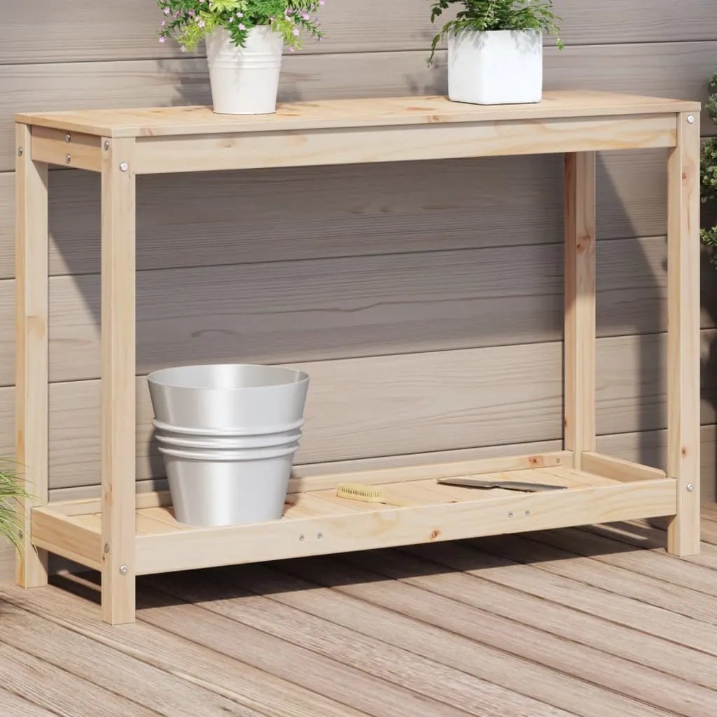 vidaXL Mesa de jardinagem com prateleira 108x35x75 cm pinho maciço