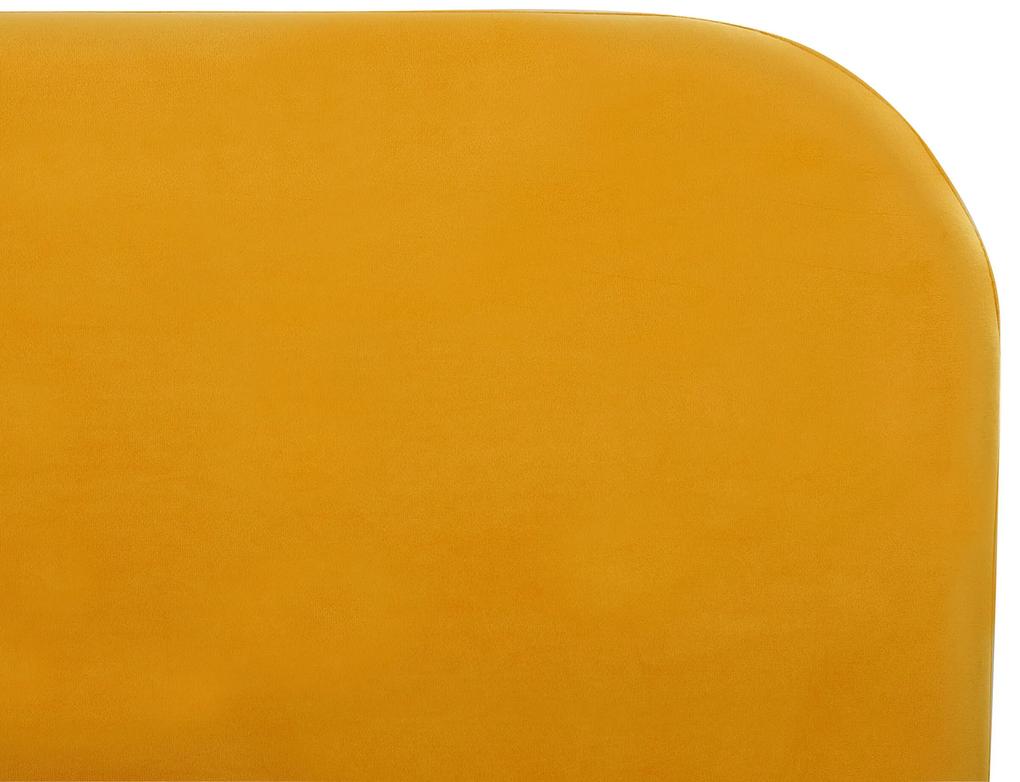 Cama de casal em veludo amarelo 180 x 200 cm FLAYAT Beliani