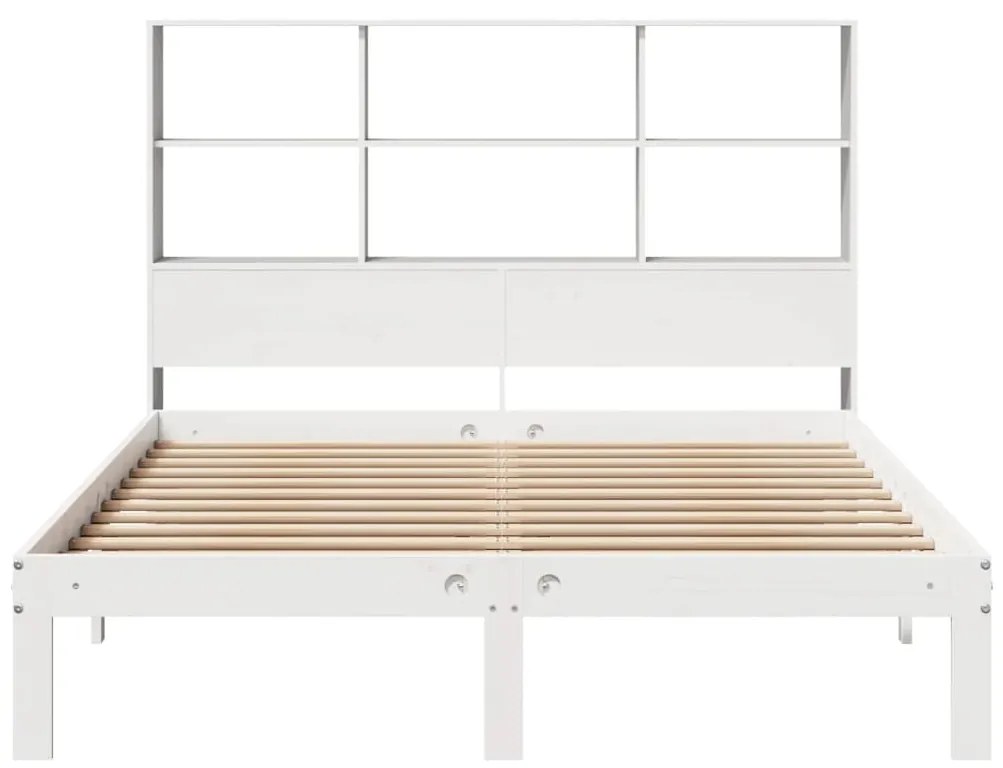 Cama com estante sem colchão 140x200 cm pinho maciço branco