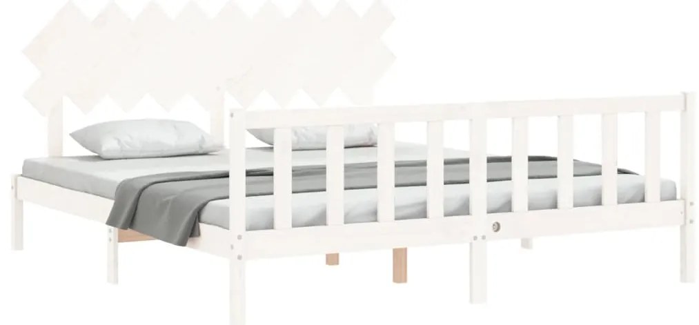 Estrutura cama Super King Size c/ cabeceira madeira branco