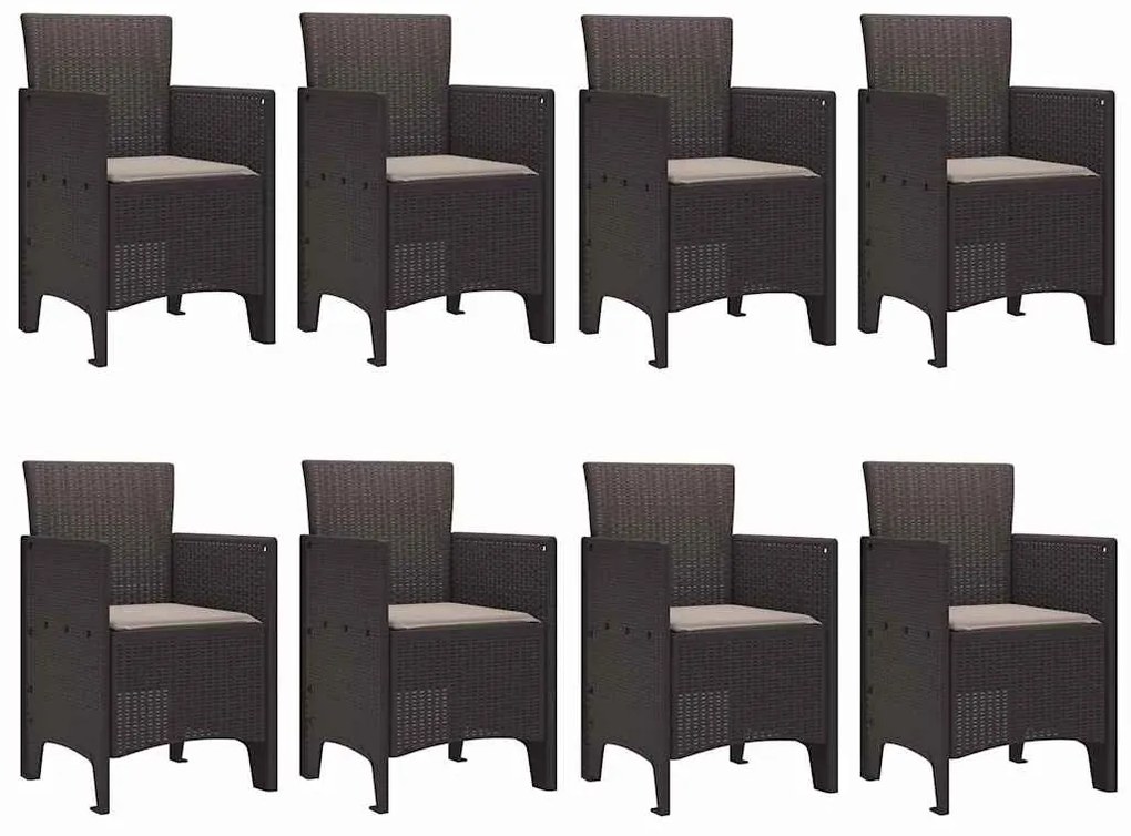 Conjunto de Jantar de Jardim 9 pcs Castanho 250 x 100 x 73 cm
