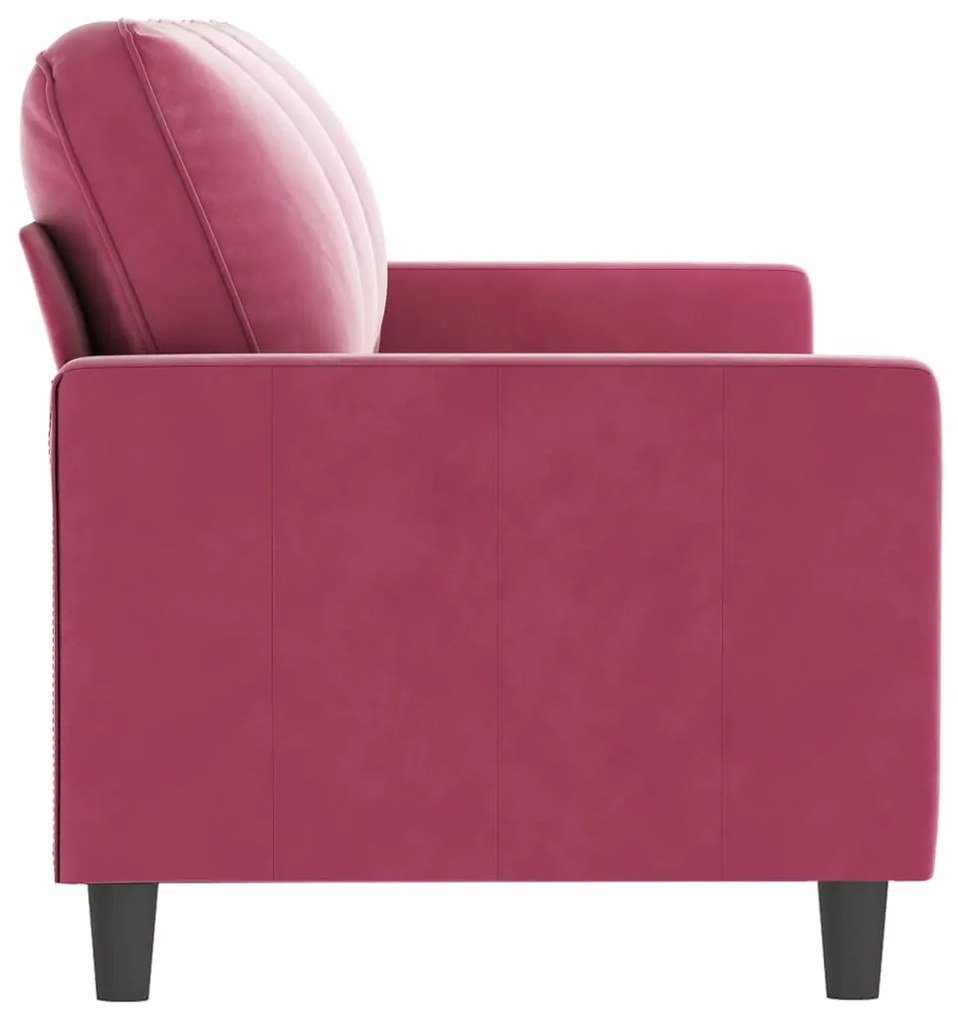 Sofá de 3 lugares veludo 180 cm vermelho tinto
