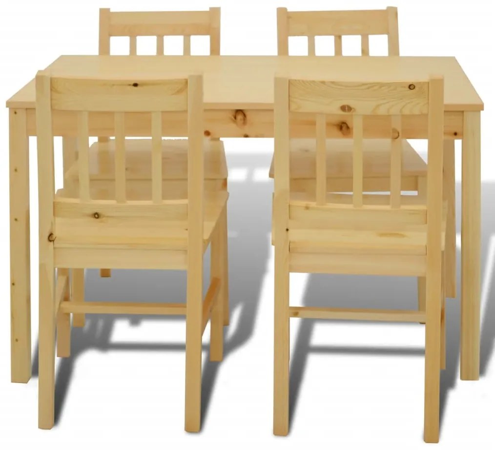 Conjunto de Jantar Leoni com 4 Cadeiras e 1 Mesa - Cor Natural - Desig