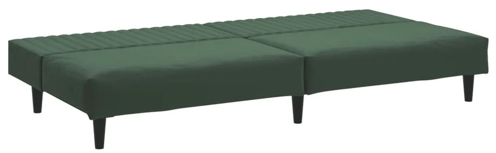 Sofá-cama de 2 lugares veludo verde-escuro