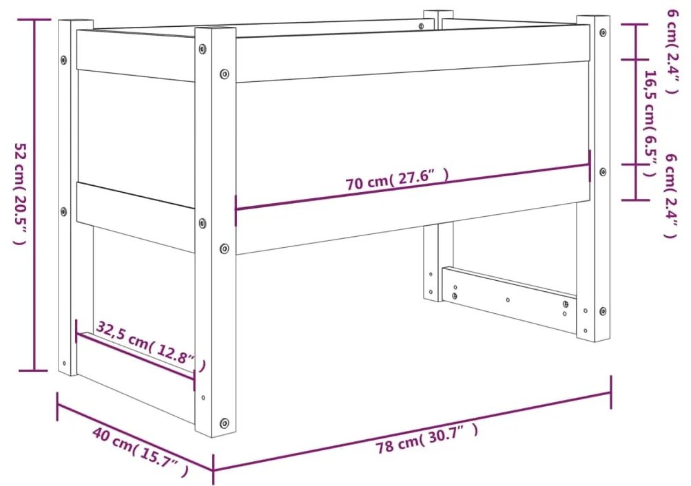 Vaso/floreira 78x40x52 cm pinho maciço branco
