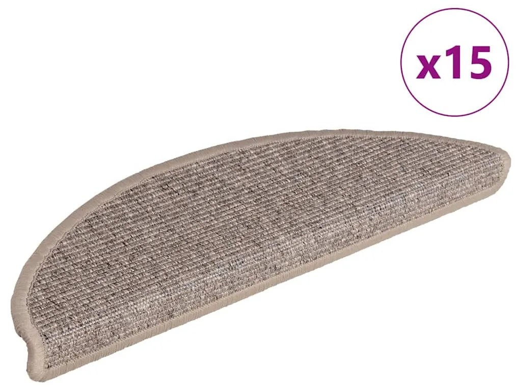 Tapetes de escada adesivos 15 pcs 56x17x3 cm bege-escuro