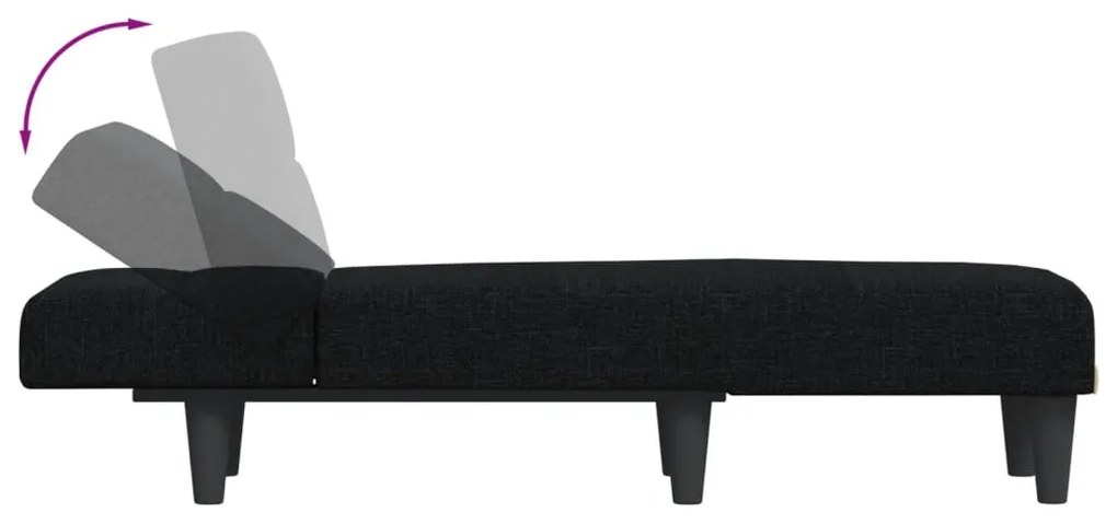 Chaise longue tecido preto