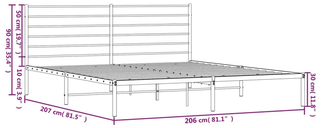 Estrutura de cama com cabeceira 200x200 cm metal preto