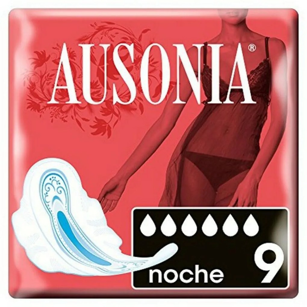 Pensos Higiénicos com Alas para a Noite Ultra Ausonia (9 uds)