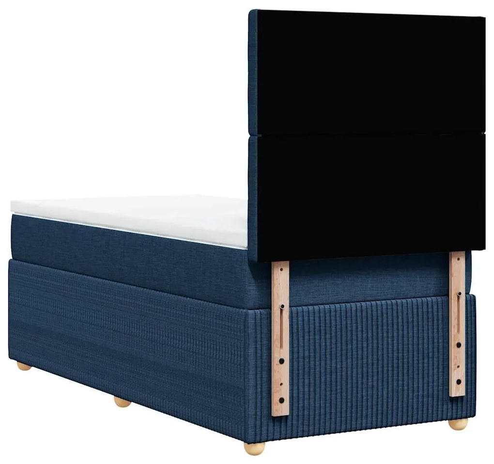 Cama com molas/colchão 90x190 cm tecido azul