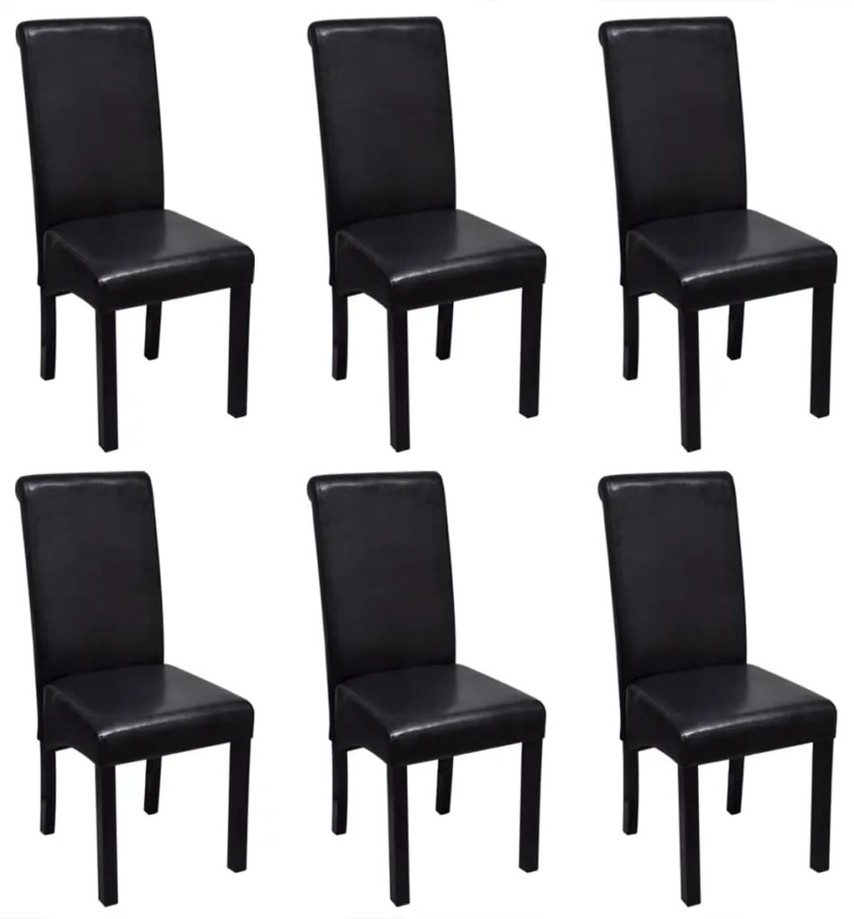 vidaXL Cadeiras de jantar 6 pcs couro artificial preto