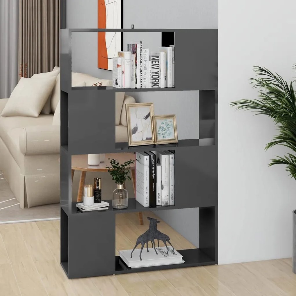 vidaXL Estante/divisória 80x24x124,5 cm cinzento brilhante