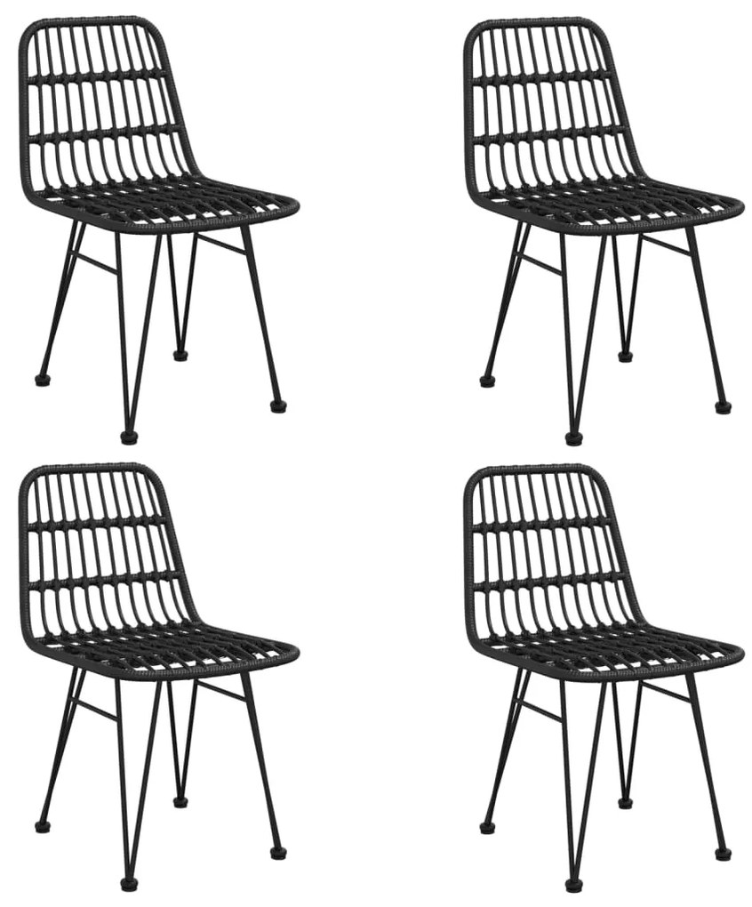 5 pcs conjunto de jantar p/ jardim vime PE preto
