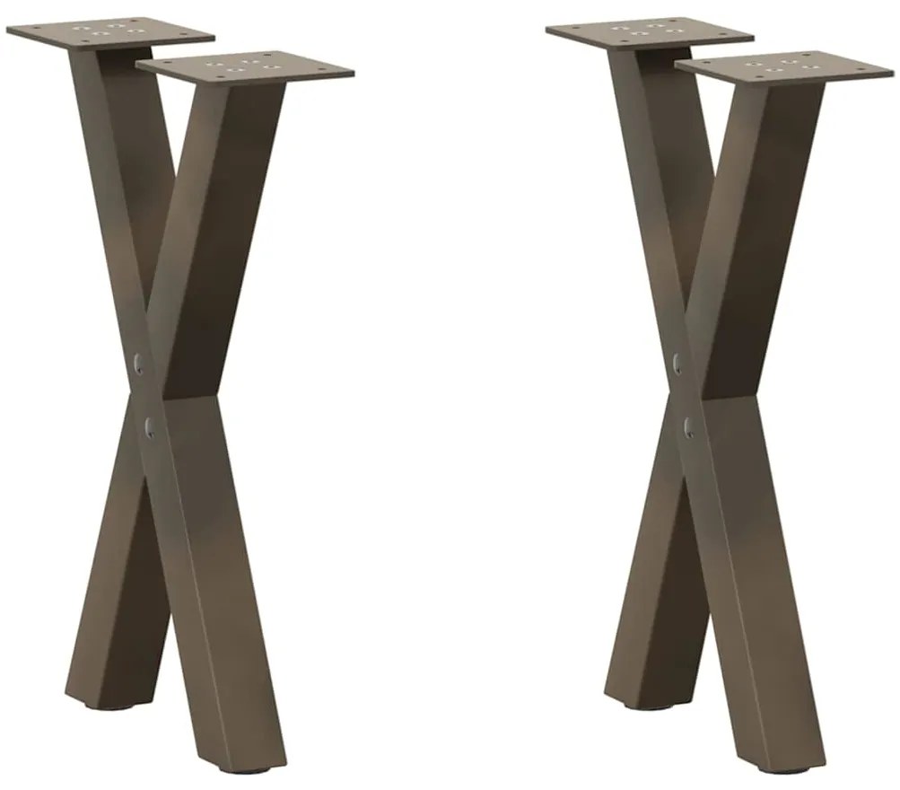 vidaXL Pés para mesa de centro em formato de X, 2 peças, aço natural, 28x(42-43) cm, aço