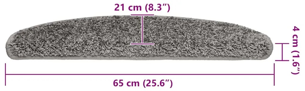 Tapetes de escada 20 pcs 65x21x4 cm cinzento