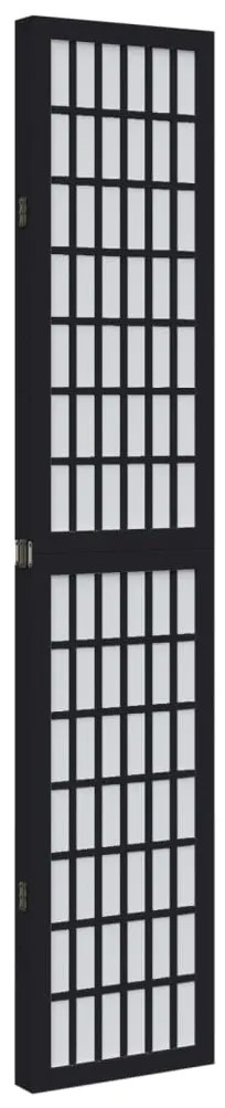 Biombo com 4 painéis madeira de paulownia maciça preto