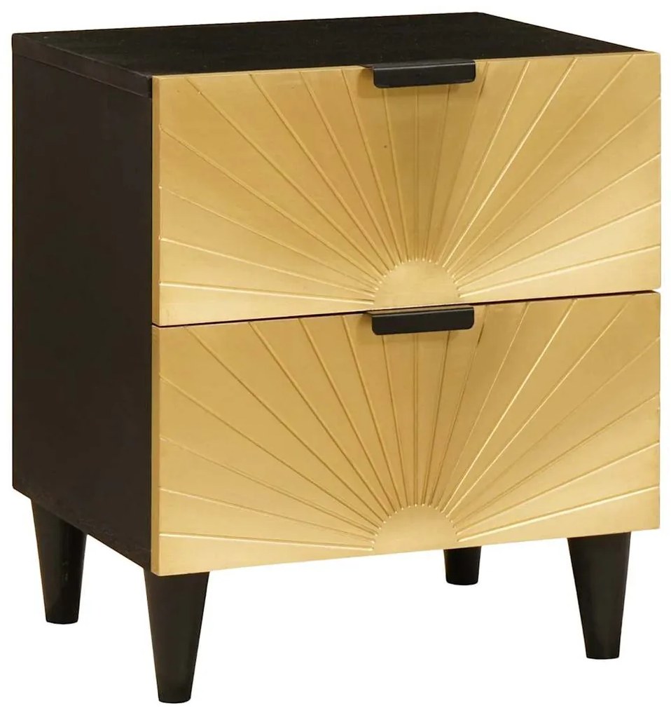 vidaXL Armário de Cabeceira com gaveta Preto e Ouro 40 x 33,5 x 46 cm