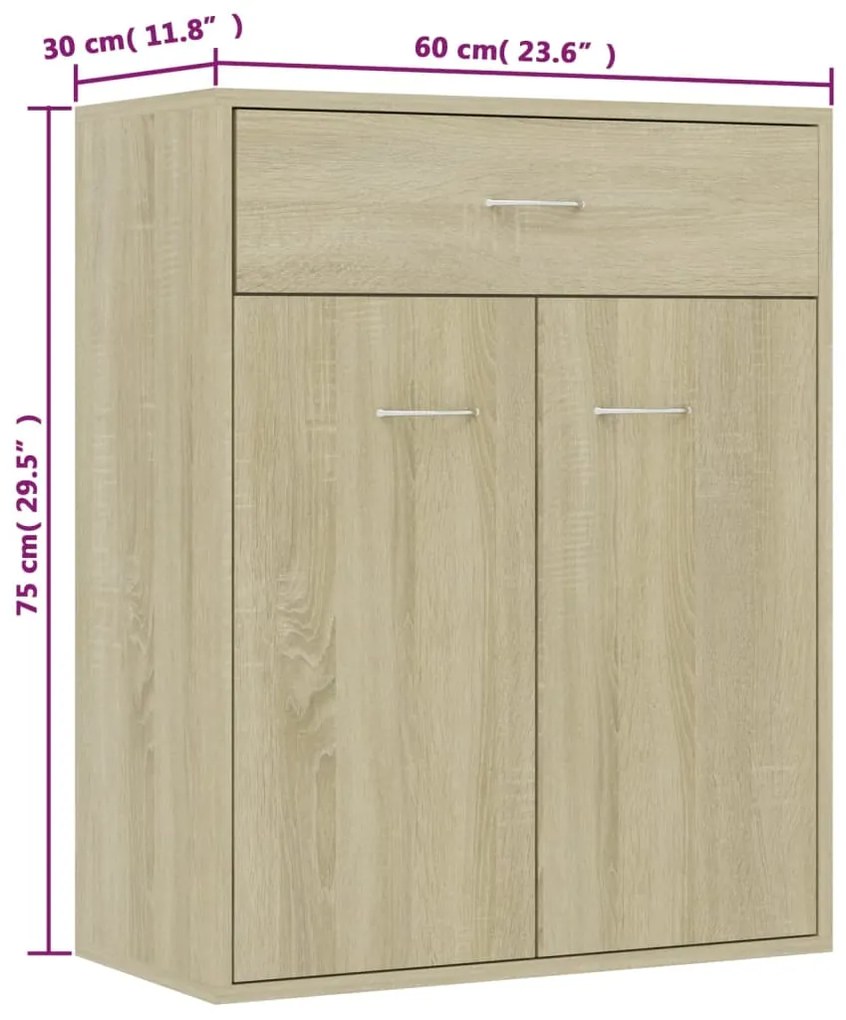 Aparador 60x30x75 cm contraplacado cor carvalho sonoma