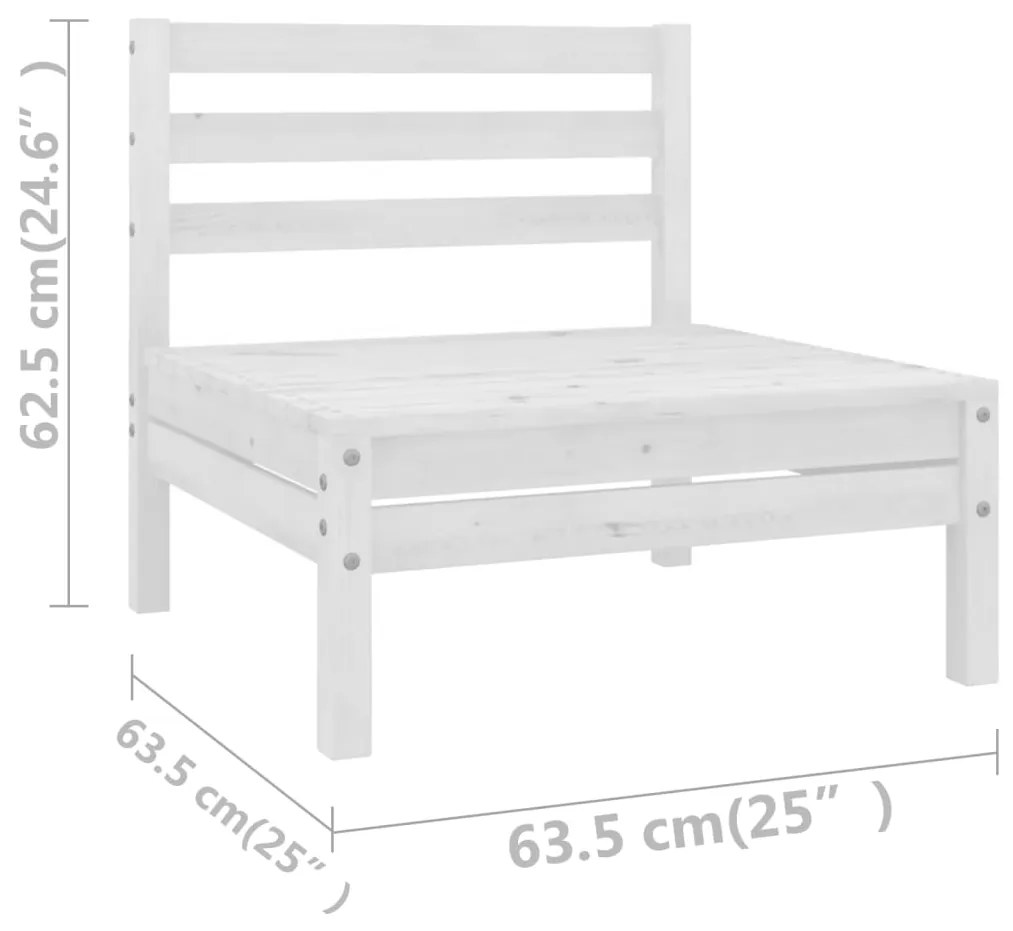 3 pcs conjunto lounge de jardim pinho maciço branco