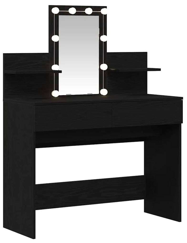 Mesa de Maquiagem vidaXL com LED Carvalho Preto 100x40x130 cm