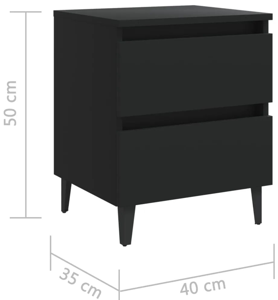 Mesa de cabeceira 40x35x50 cm derivados de madeira preto